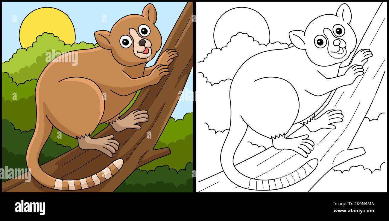 Maus Lemur Tier Färbung Seite Illustration Stock Vektor