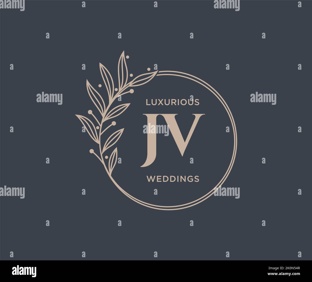 JV Initials Letter Hochzeitsmonogramm Logos Vorlage, handgezeichnete moderne minimalistische und florale Vorlagen für Einladungskarten, Save the Date, elegant Stock Vektor