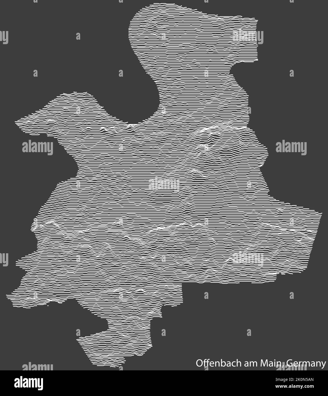 Topographische Reliefkarte von OFFENBACH AM MAIN, DEUTSCHLAND Stock Vektor