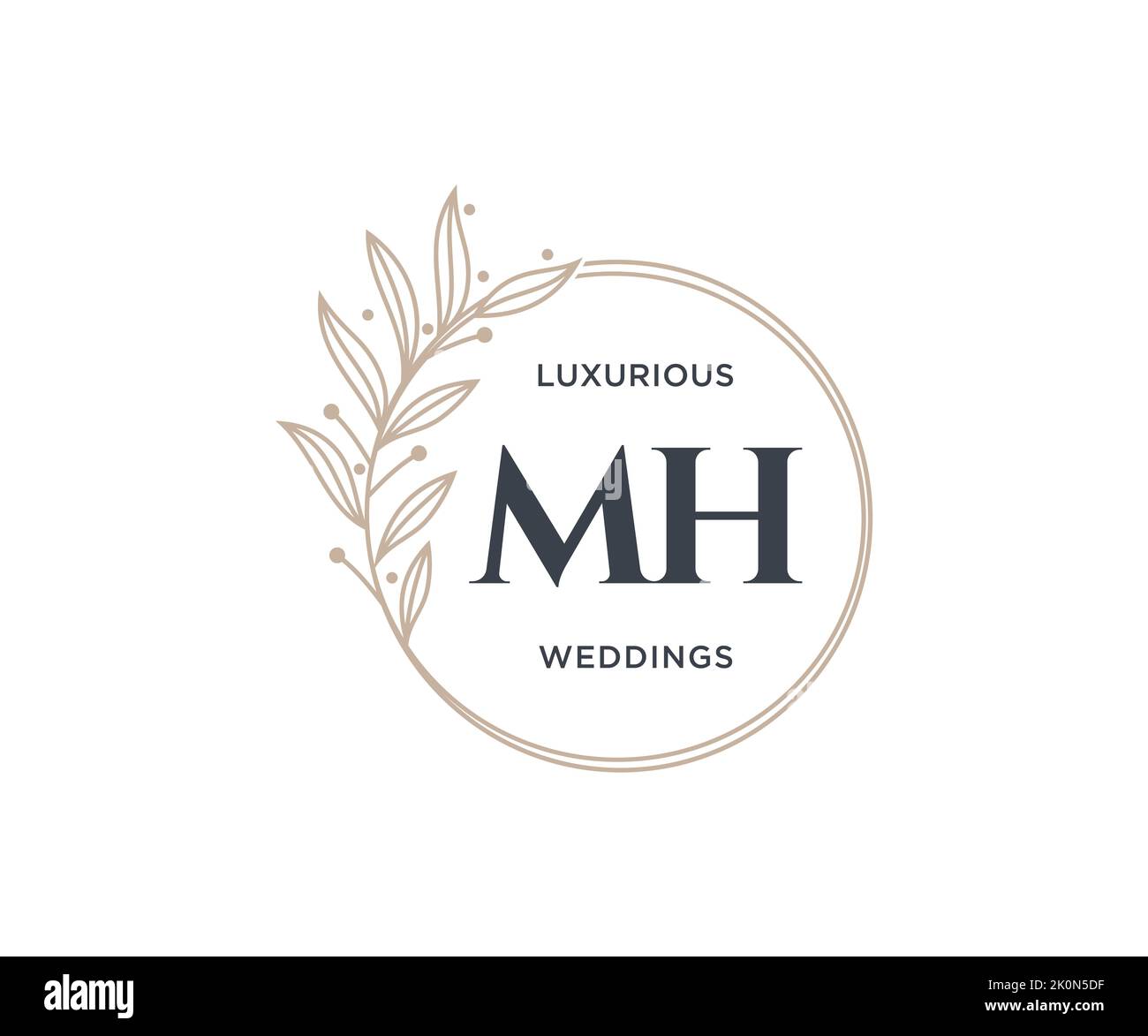 MH Initialen Brief Hochzeit Monogramm Logos Vorlage, handgezeichnete moderne minimalistische und florale Vorlagen für Einladungskarten, Save the Date, elegant Stock Vektor