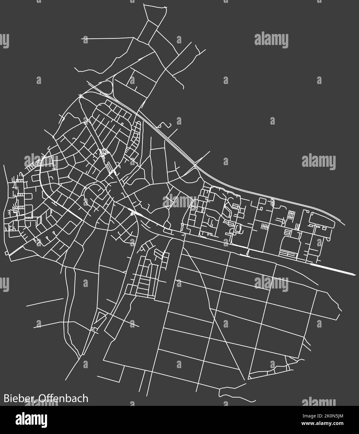 Straßenplan des BIEBER-BEZIRKS, OFFENBACH AM MAIN Stock Vektor