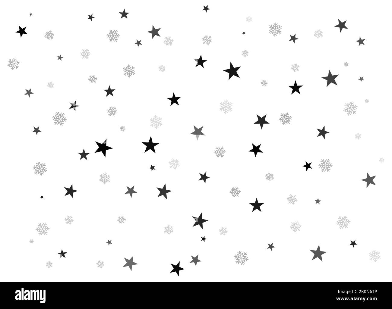Fireworks Star Zufallsgenerator-Stream. Weihnachtsschnee für das neue Jahr. Sterne auf weißem Hintergrund. Vektorgrafik. Stock Vektor