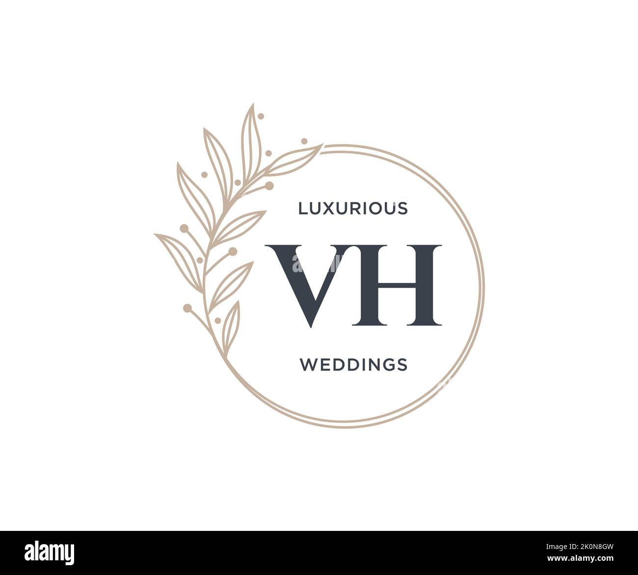 VH Initialen Brief Hochzeit Monogramm Logos Vorlage, handgezeichnete moderne minimalistische und florale Vorlagen für Einladungskarten, Save the Date, elegant Stock Vektor