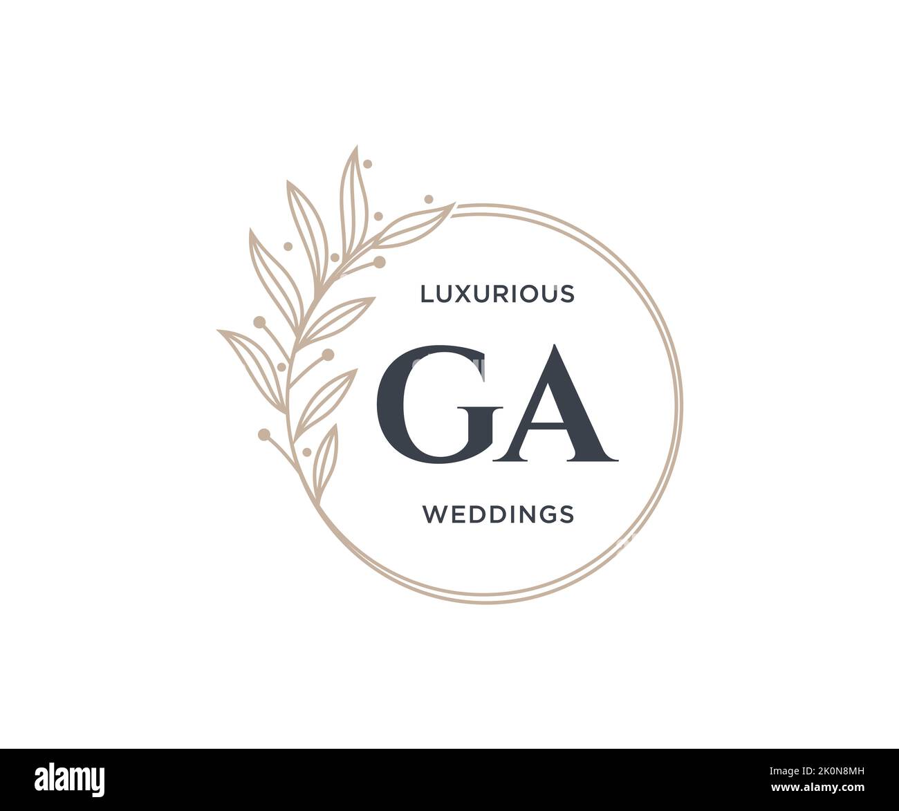 GA Initialen Brief Hochzeit Monogramm Logos Vorlage, handgezeichnete moderne minimalistische und florale Vorlagen für Einladungskarten, Save the Date, elegant Stock Vektor