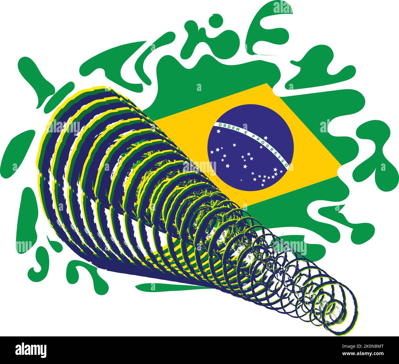 Brasilien Flagge stilisiert mit einem Bugle Stock Vektor