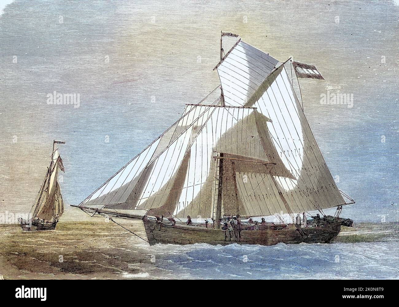 Germania, ein norddeutsches Forschungsschiff, das 1869/70 in der Zweiten Deutschen Nordpolar-Expedition als Hauptschiff diente, Deutschland / Germania, a North German Research vessel that served as the Lead ship in the Second German North Polar Expedition in 1869/70, Germany, Historisch, digital restaurierte Reproduktion einer Originalvorlage aus dem 19. Jahrhundert, genau Originaldatum nicht bekannt / historisch, digital verbesserte Reproduktion eines Originals aus dem 19.. Jahrhundert Stockfoto