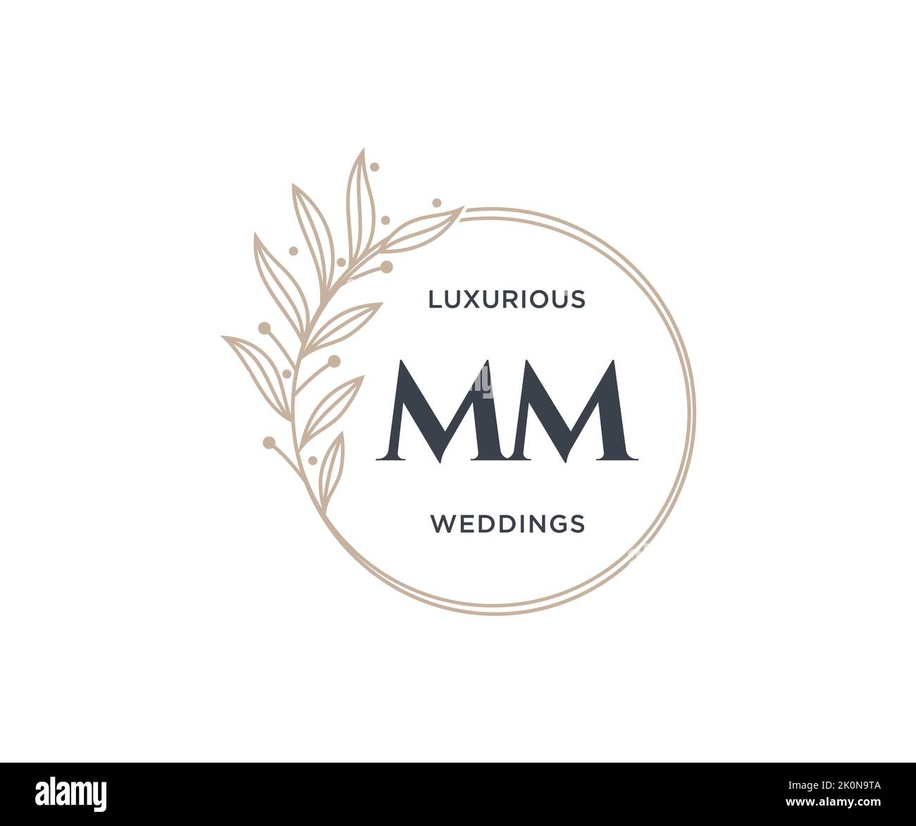 MM Initialen Brief Hochzeit Monogramm Logos Vorlage, handgezeichnete moderne minimalistische und florale Vorlagen für Einladungskarten, Save the Date, elegant Stock Vektor