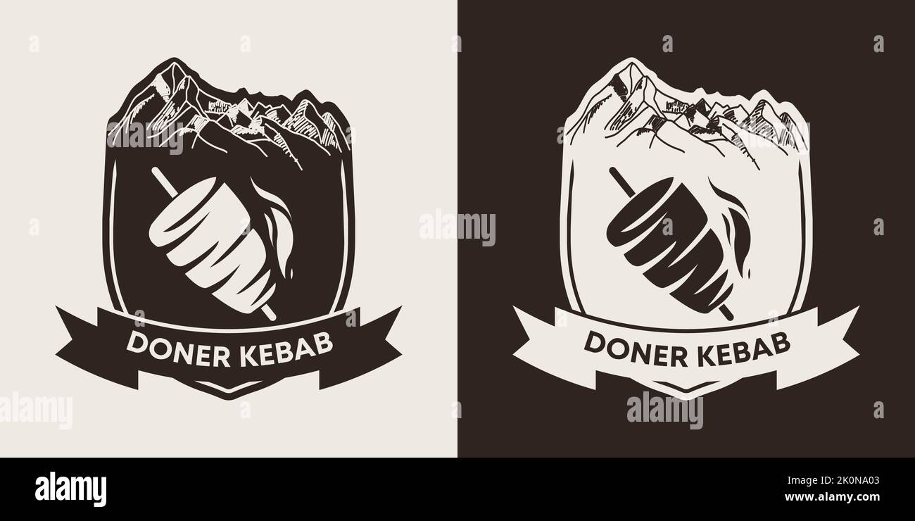 Döner Kebab-Logo für Restaurants und Märkte. Döner Kebab-Logo-Vorlage. EPS10 Vektorgrafik. Stock Vektor