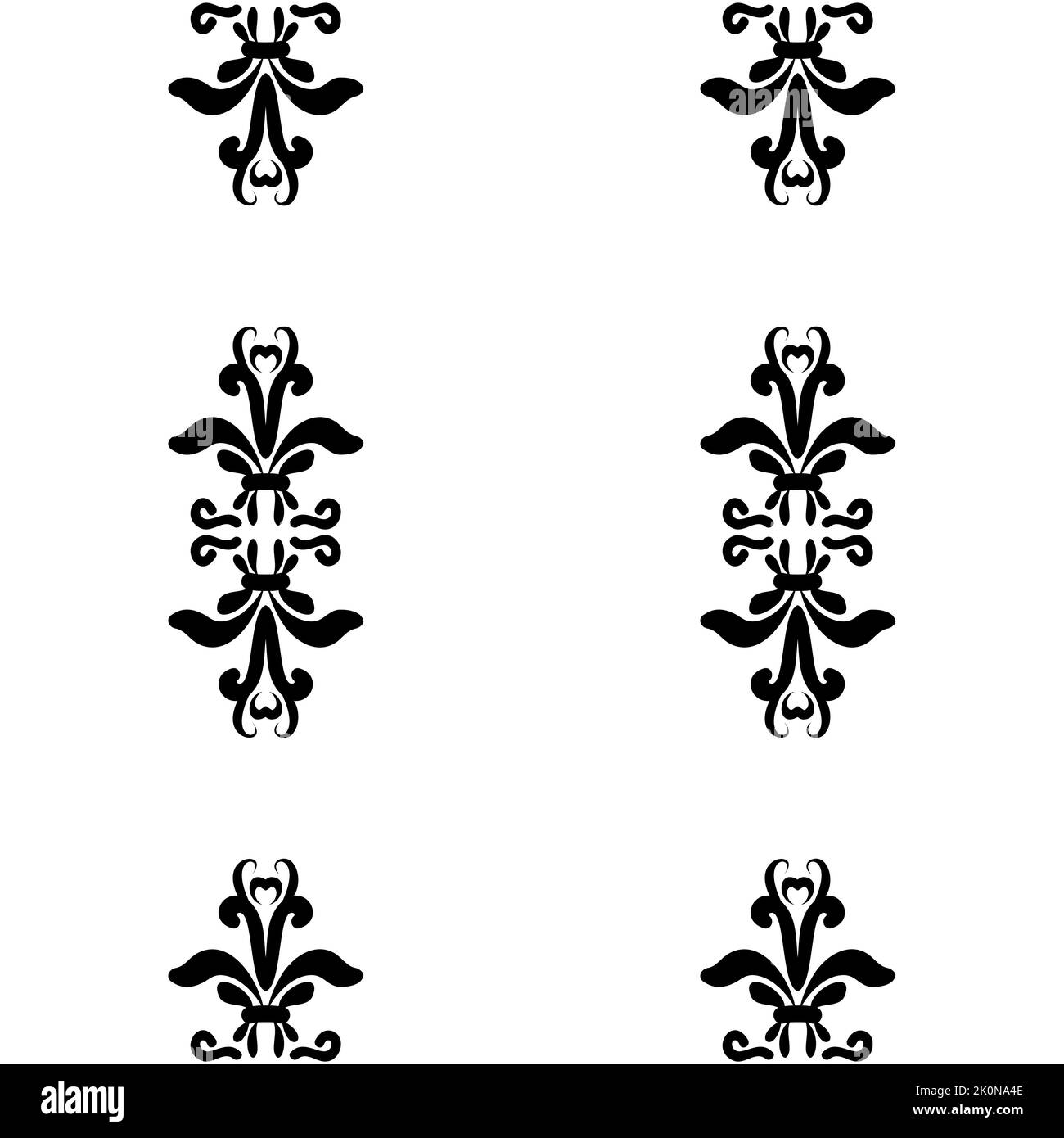 Schwarzes Vintage-Muster mit Wirbeln auf weißem Hintergrund. Nahtloses Hintergrundbild. Vektorgrafik. Stock Vektor