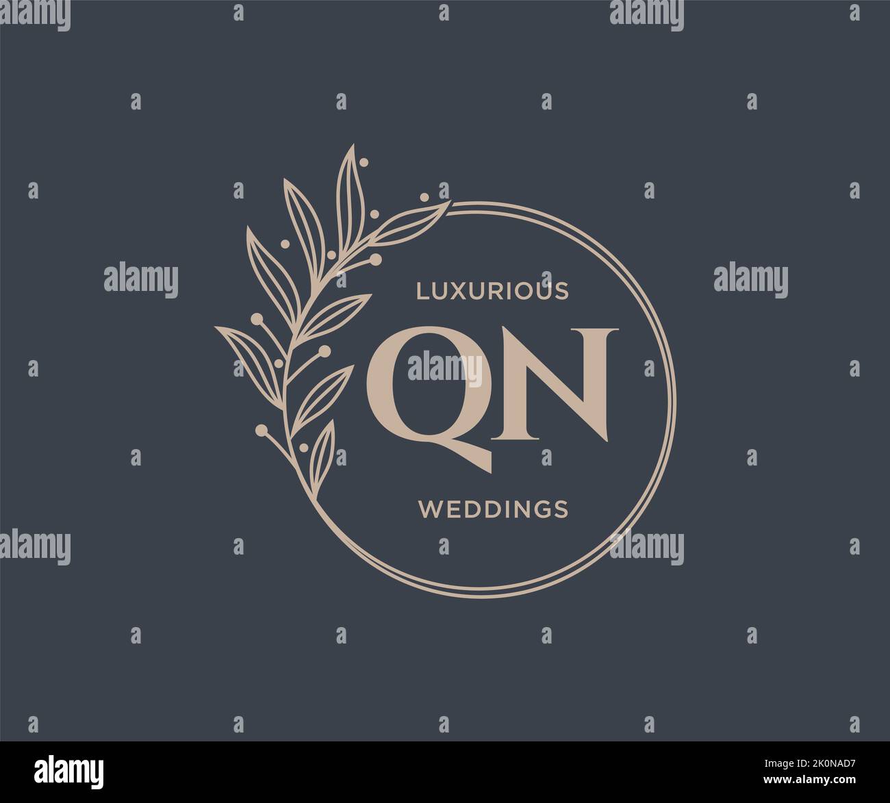 QN Initialen Brief Hochzeit Monogramm Logos Vorlage, handgezeichnete moderne minimalistische und florale Vorlagen für Einladungskarten, Save the Date, elegant Stock Vektor