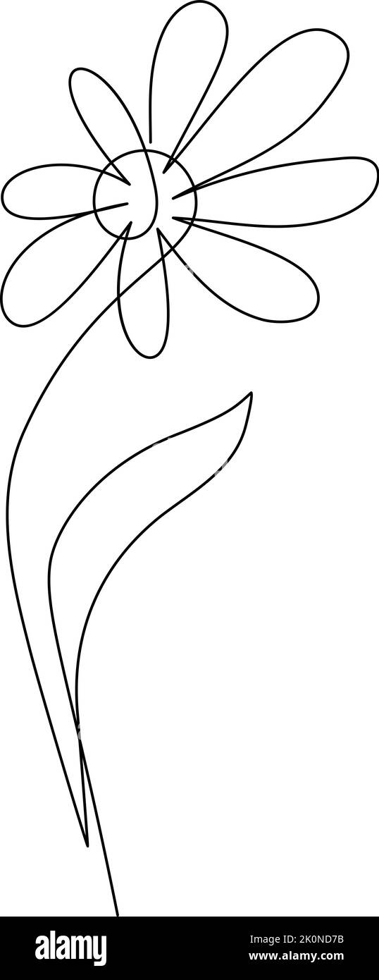 Blumenvektor, einzeilige Kunst-Logo. Minimalistisches Konturzeichnen monoline. Kontinuierliche Strichvorlagen für Banner, Buchdesign und Webabbildung Stock Vektor
