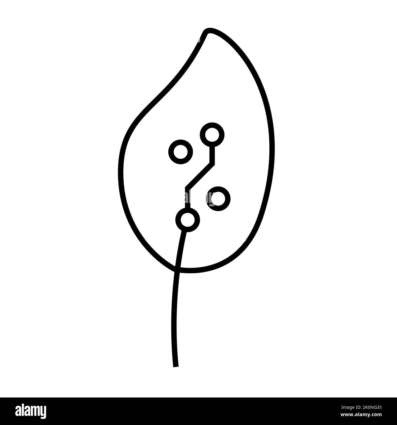 Lamelle mit Stromkreisnetzwerk. Einfache Icon Zeichnung Design von grünen künstlichen Intelligenz Konzept und intelligente moderne Landwirtschaft Stock Vektor