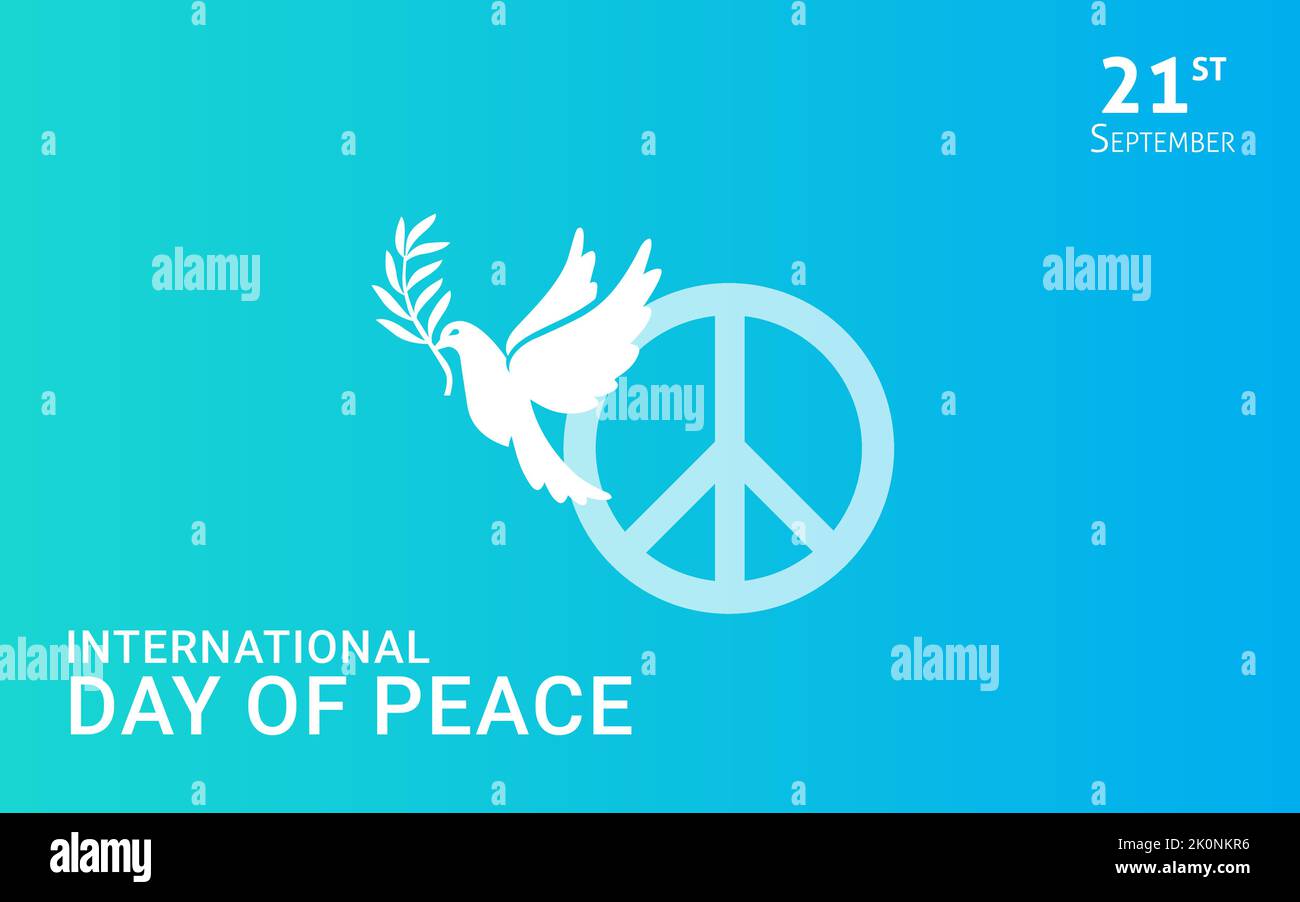 Internationaler Friedenstag - 21.. September - die Friedenstaube Vektor Hintergrund glücklich und hoffnungsvoll Blauer Gradient für Friedenstag - Design Stock Vektor