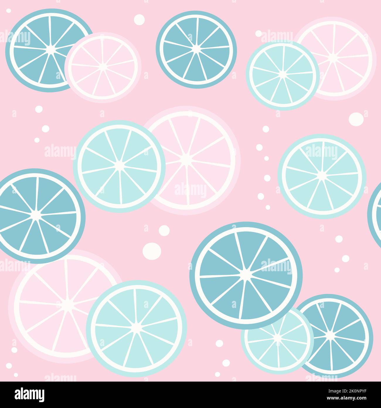 Niedliche bunte Sommerzeit nahtlose Vektor-Muster Hintergrund Illustration mit Zitronenscheiben Stock Vektor