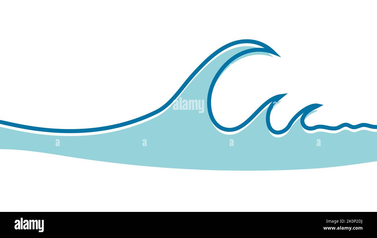 Wave Ocean Sea Logo, Icon Water Doodle, Sketch Wave Surfing Stock Vektor