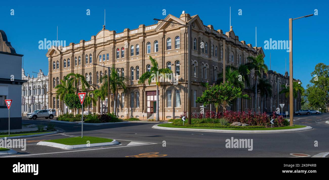 Art déco-Gebäude in der Nähe des Flusses in Rockhampton, Queensland, Australien, alte Büros, Lagerhäuser und Speditionsagenturen Stockfoto