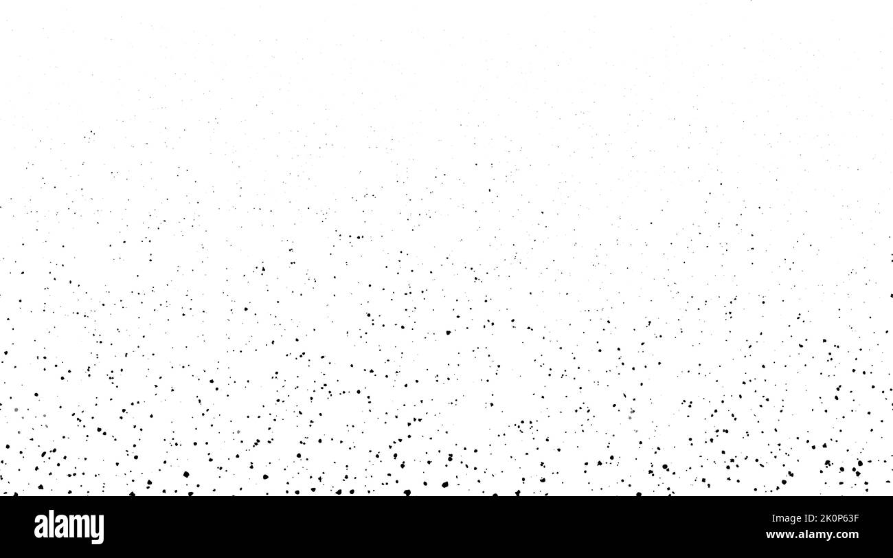 Grunge gesprenkelige Textur. Schmutzige Partikel verblasste Rahmen. Grungy spritzte Partikel Tapete. Effekt „Speckle Gradient“. Spritzte Partikel, Spritzer Stock Vektor