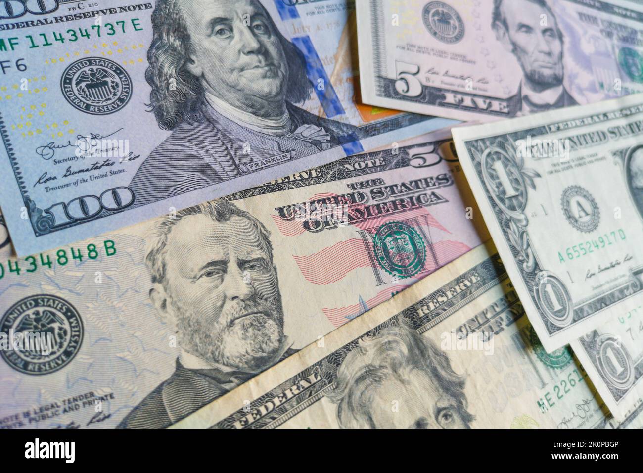 US-Dollar.Geld in einer modernen finanziellen Situation. Krise und Anstieg der Wechselkurse. Börsen Stockfoto