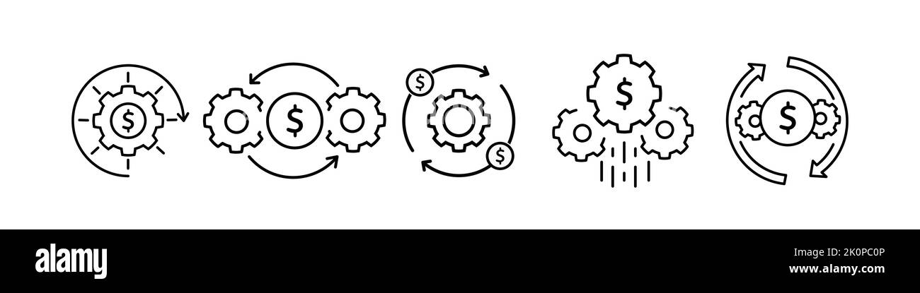 Symbol Kostenoptimierung und Produktionseffizienz, linear Stock Vektor