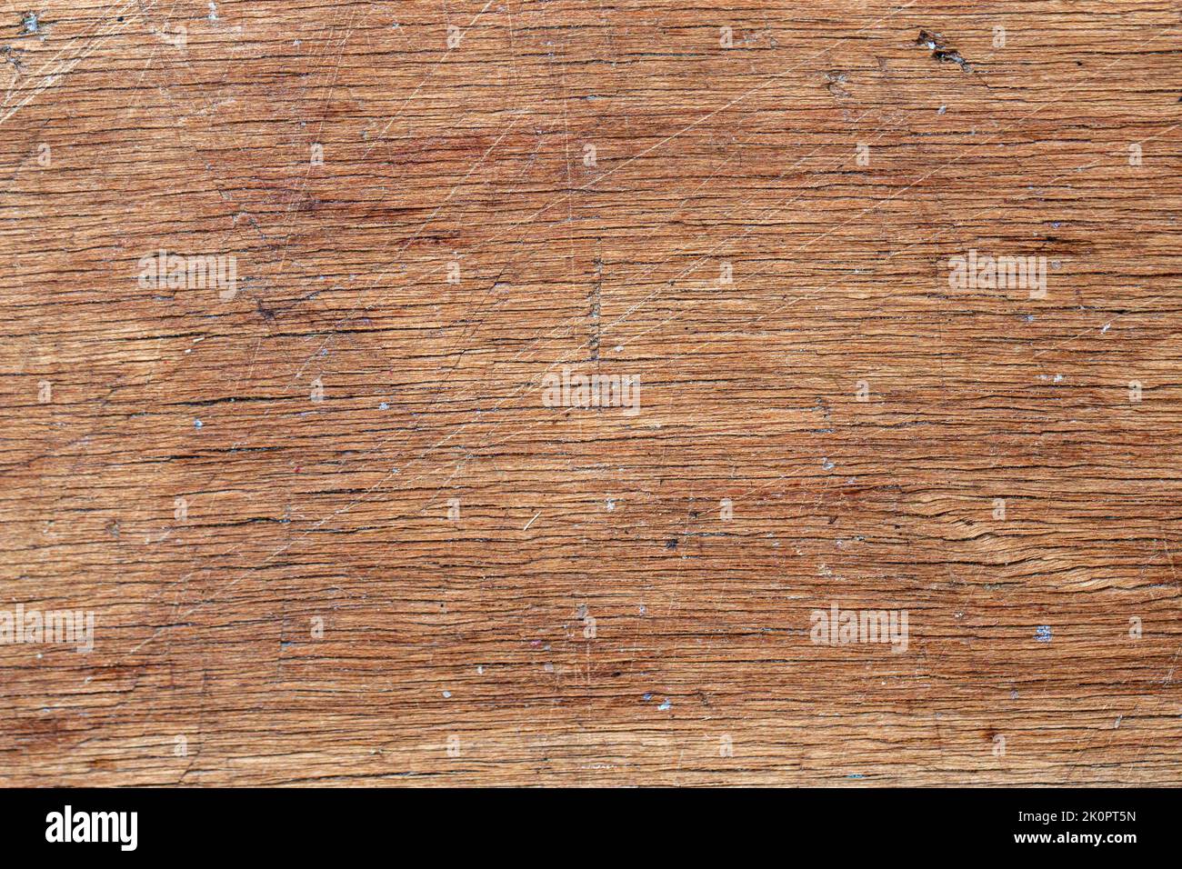 Textur von schmutziger Holzoberfläche mit Kratzern. Naturholz Stockfoto