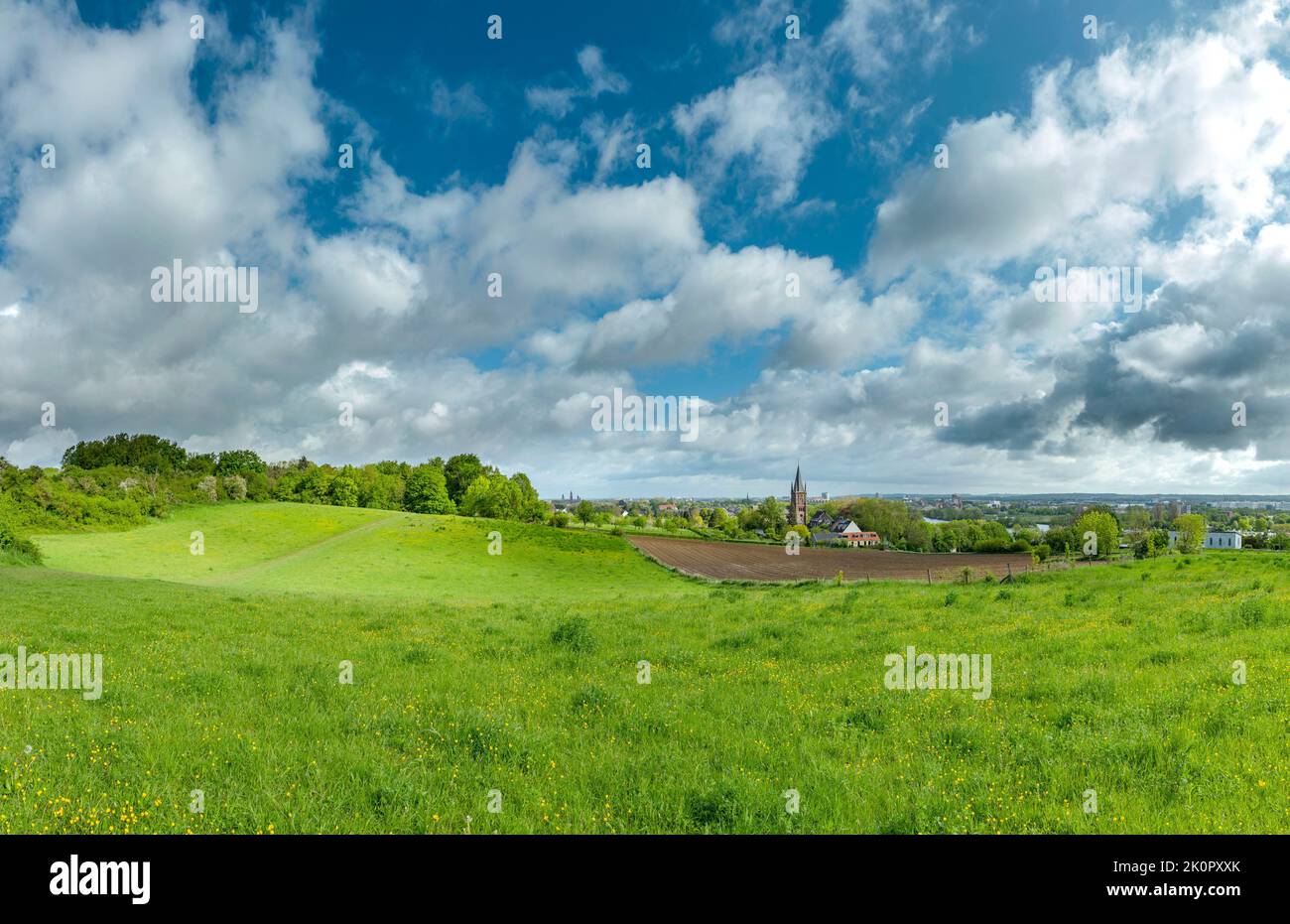 Kirche genannt Sint-Pieter op de Berg, Maastricht, Limburg, Niederlande, Landschaft, Feld, Wiese, Bäume, Frühling, *** Ortsüberschrift *** Niederlande Stockfoto