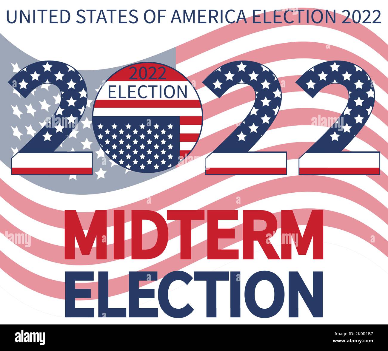 Tag der Zwischenwahlen. Stimme 2022 USA, Bannerdesign. Poster zur Wahl. Politischer Wahlkampf Stock Vektor