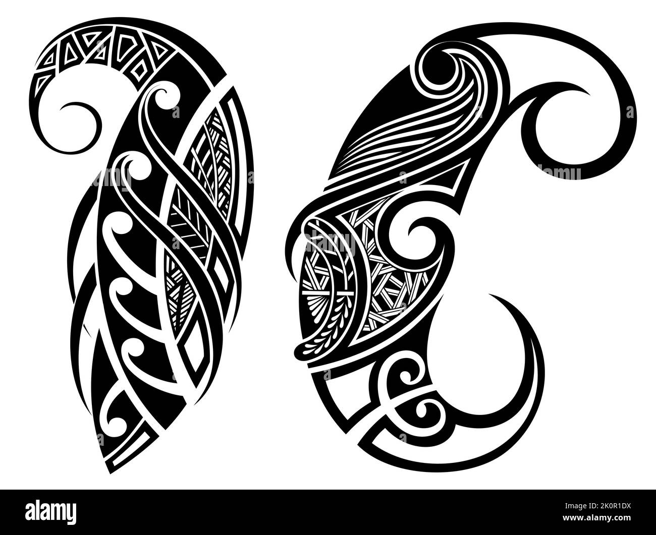 Dekorative polynesische maori Ornament Tattoo Designs Vektor. Abstract de sign für Tasse, T-Shirt, Handytasche. Ideal für den Druck, Poster, T-Shirts, textil Stock Vektor