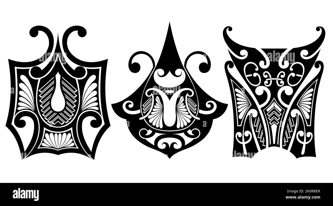 Polynesische maori Ornament Tattoo Designs Vektor Stock Vektor