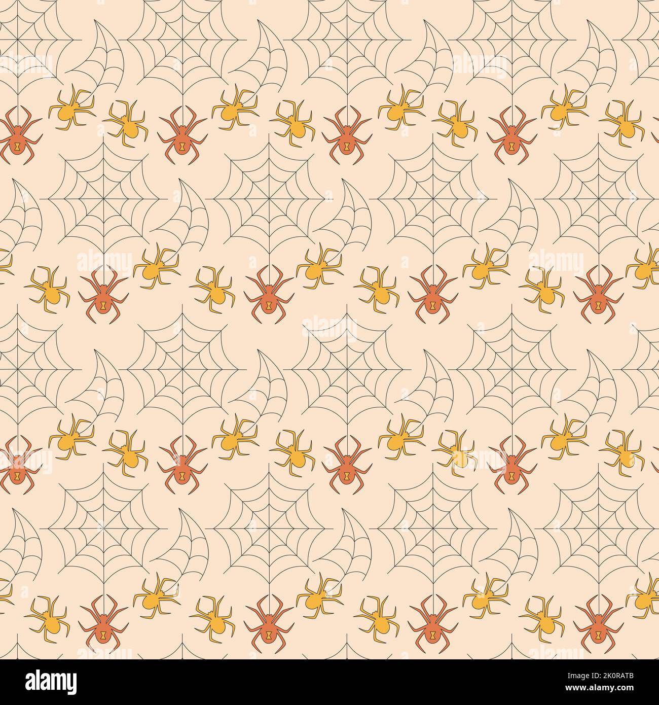 Muster mit Halloween Elementen im Retro 70s Stil. Stock Vektor