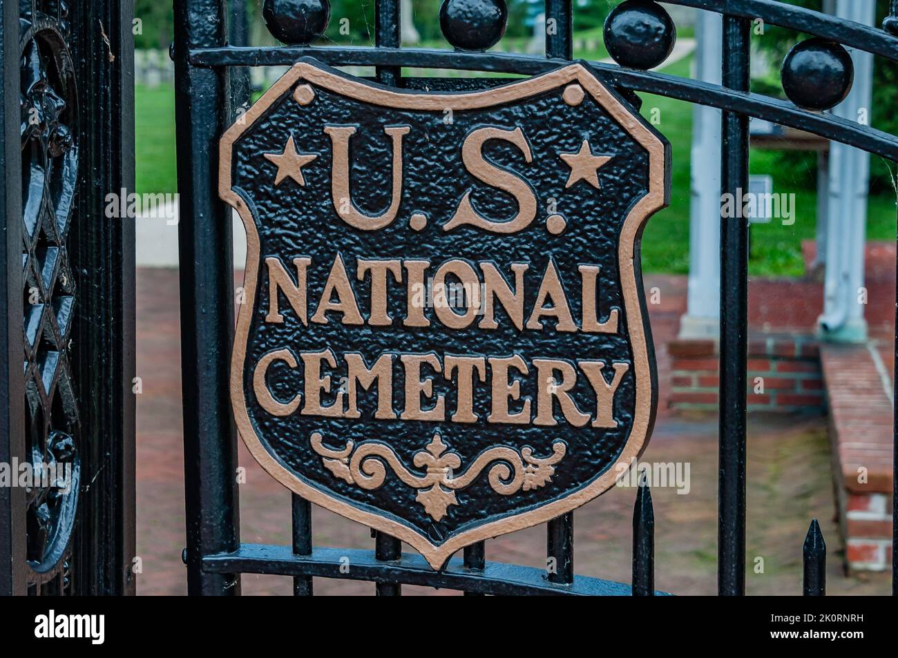 Gedenktafel des US-Nationalfriedhofs, Antietam National Cemetery, Naryland USA, Sharpsburg, Maryland Stockfoto