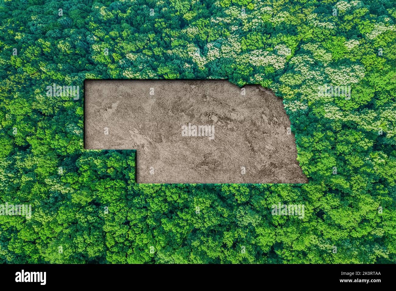 Nachhaltiger Lebensraum Karte von Nebraska, Umweltkonzept Stockfoto