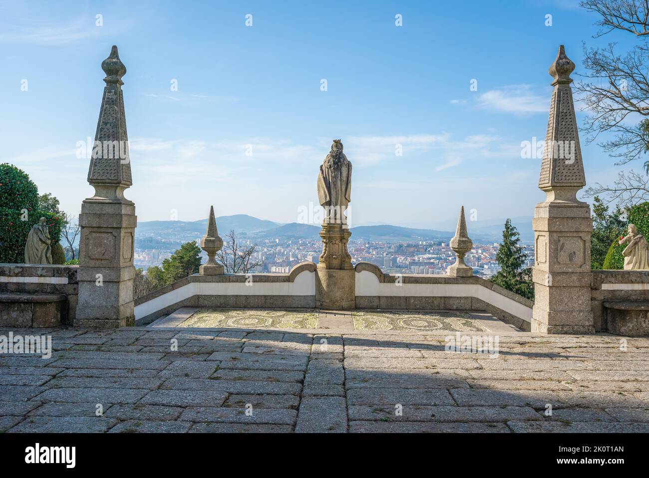Heiligtum von Bom Jesus do Monte Stairway Aussichtspunkt - Braga, Portugal Stockfoto