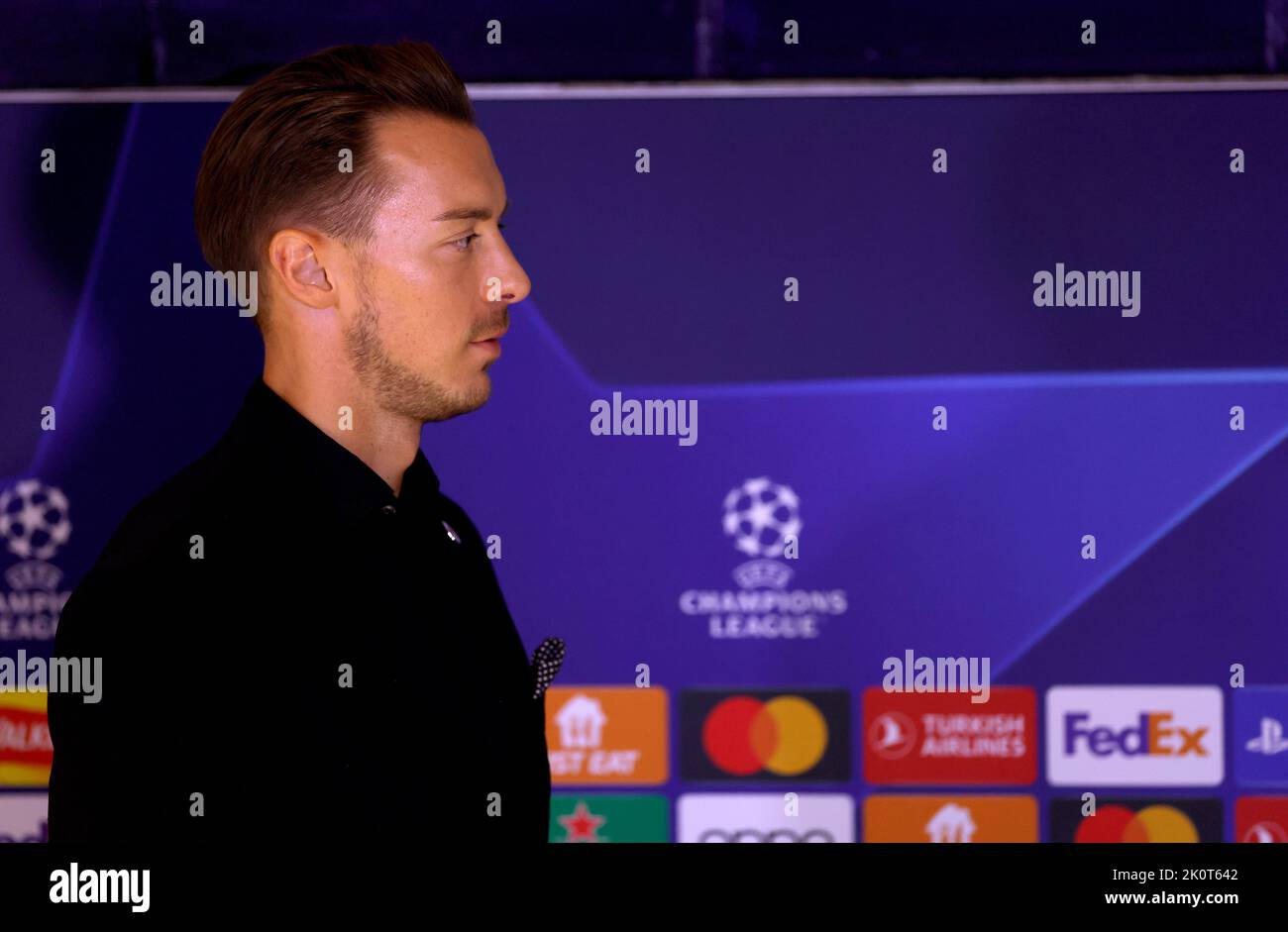 RB Salzburg Manager Matthias Jaissle bei einer Pressekonferenz in der Stamford Bridge, London. Bilddatum: Dienstag, 13. September 2022. Stockfoto
