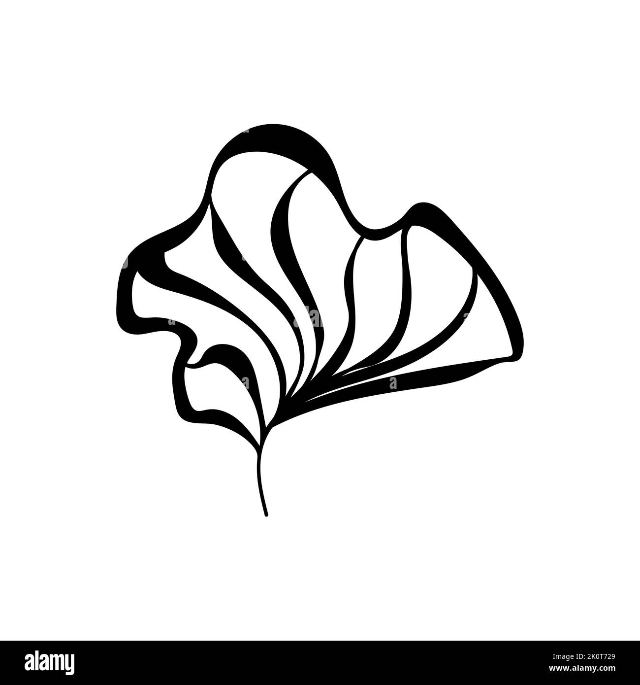 Illustration einer Blume, Silhouette eines Zweiges mit Blumen und Blättern. Vektorgrafik. Blumendruck Stock Vektor