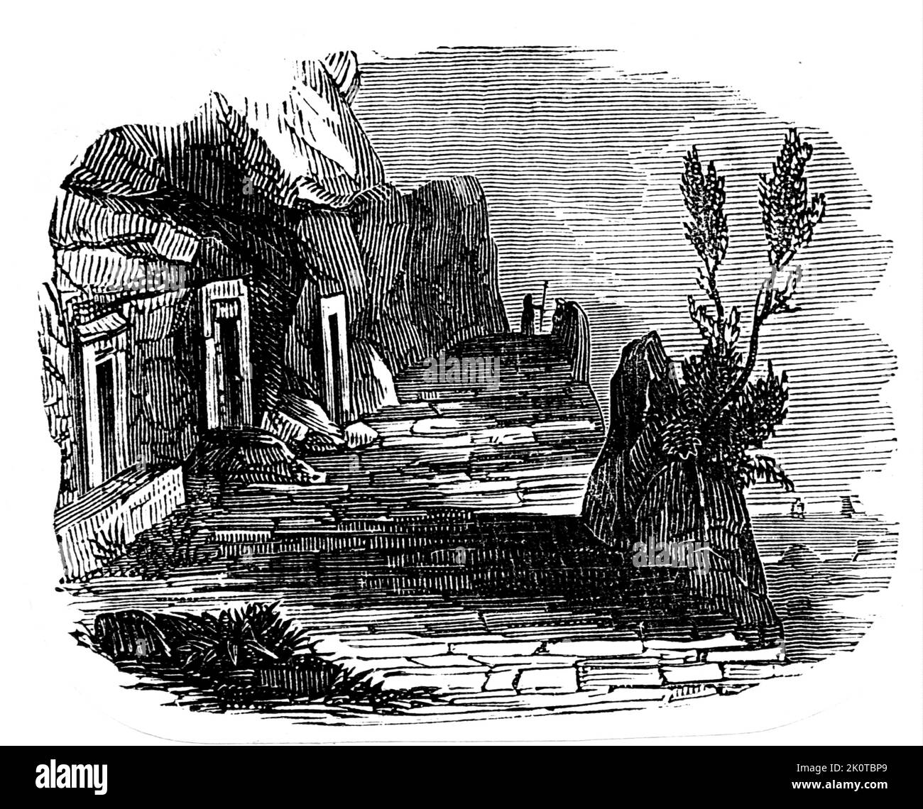 Abbildung der Straße von Antoninus, einer alten römischen Straße. Datiert aus dem 19.. Jahrhundert Stockfoto