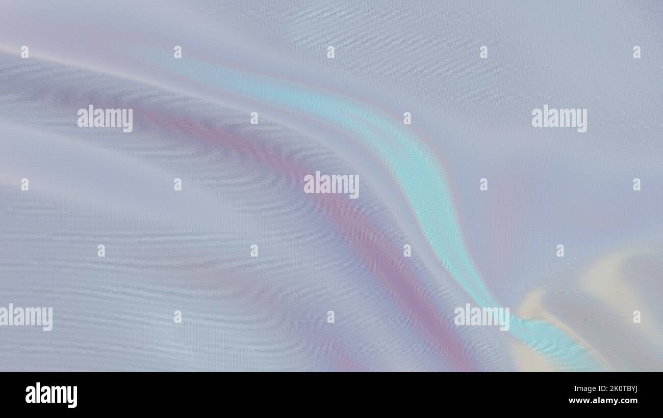 Perlmutt Tuch flattert im Wind, Webfäden aus Stoff, Textur, 3D Rendering, 16x9 horizontal Video-Format Stockfoto