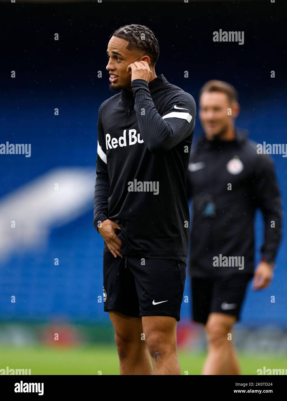 Noah Okafor von RB Salzburg während einer Trainingseinheit an der Stamford Bridge, London. Bilddatum: Dienstag, 13. September 2022. Stockfoto