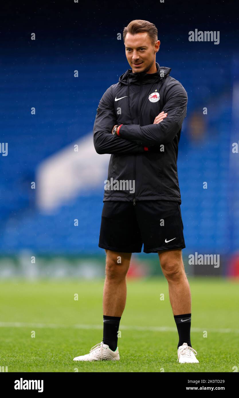 RB Salzburg Manager Matthias Jaissle während einer Trainingseinheit bei Stamford Bridge, London. Bilddatum: Dienstag, 13. September 2022. Stockfoto