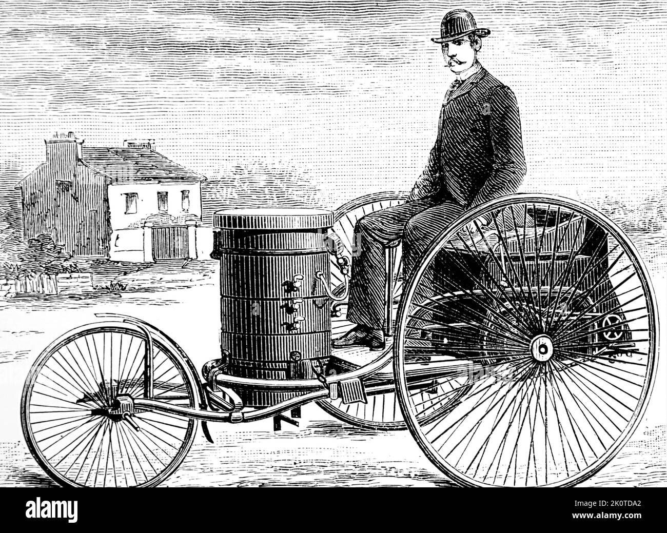 Französischer Motoreningenieur, Roger de Montais's ölgeheizter Dampfwagen; 1887 Stockfoto