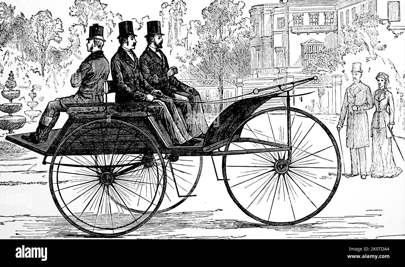 Dampfbetriebenes Dreirad; britisch; 1879 Stockfoto