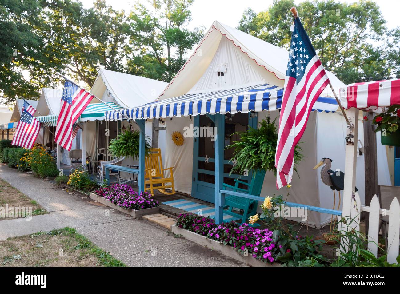 Historisches Camp Methodist Zelt von Ocean Grove an der Küste von New Jersey. Stockfoto