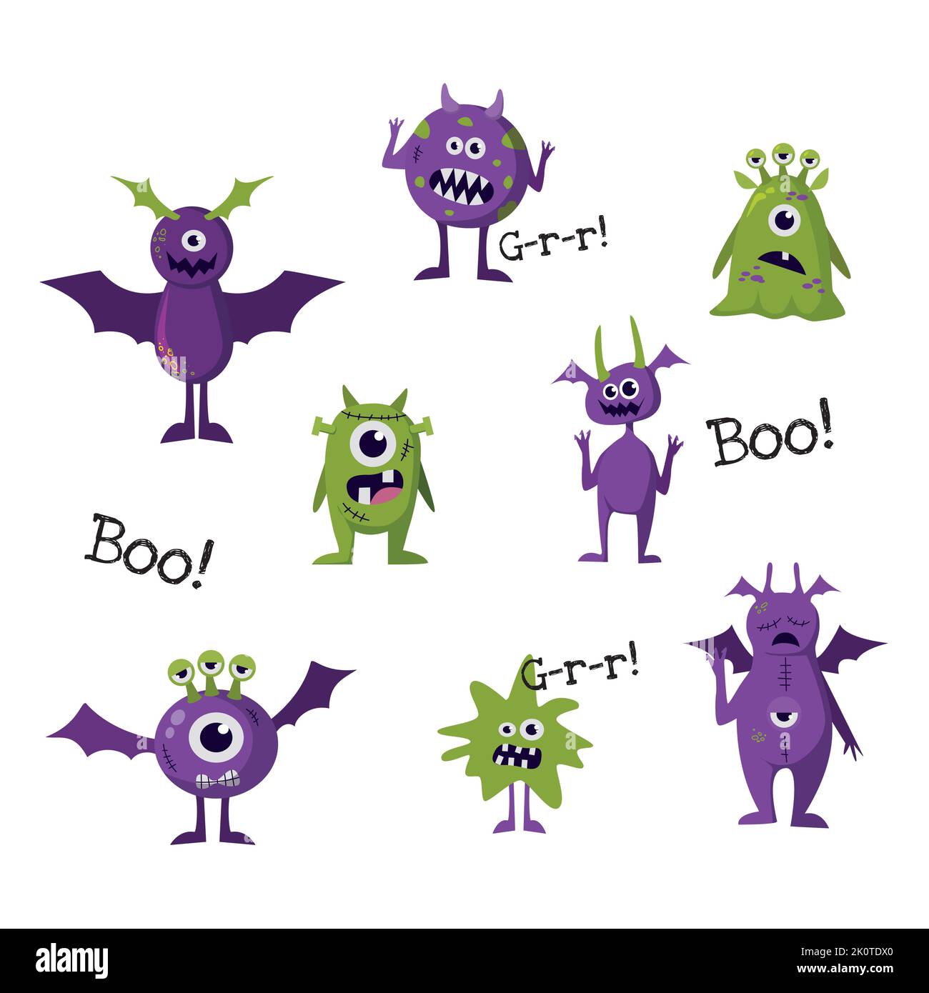 halloween gruselig freaky Monster Sammlung Illustration Vektor Stock Vektor