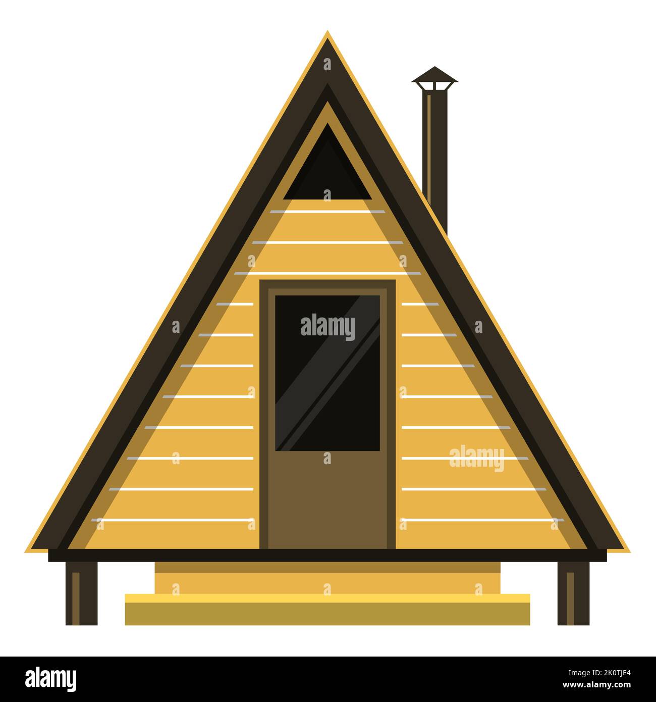 Kleines A-Frame-Haus, Schutzhütte, Vorderansicht, Vektor Stock Vektor