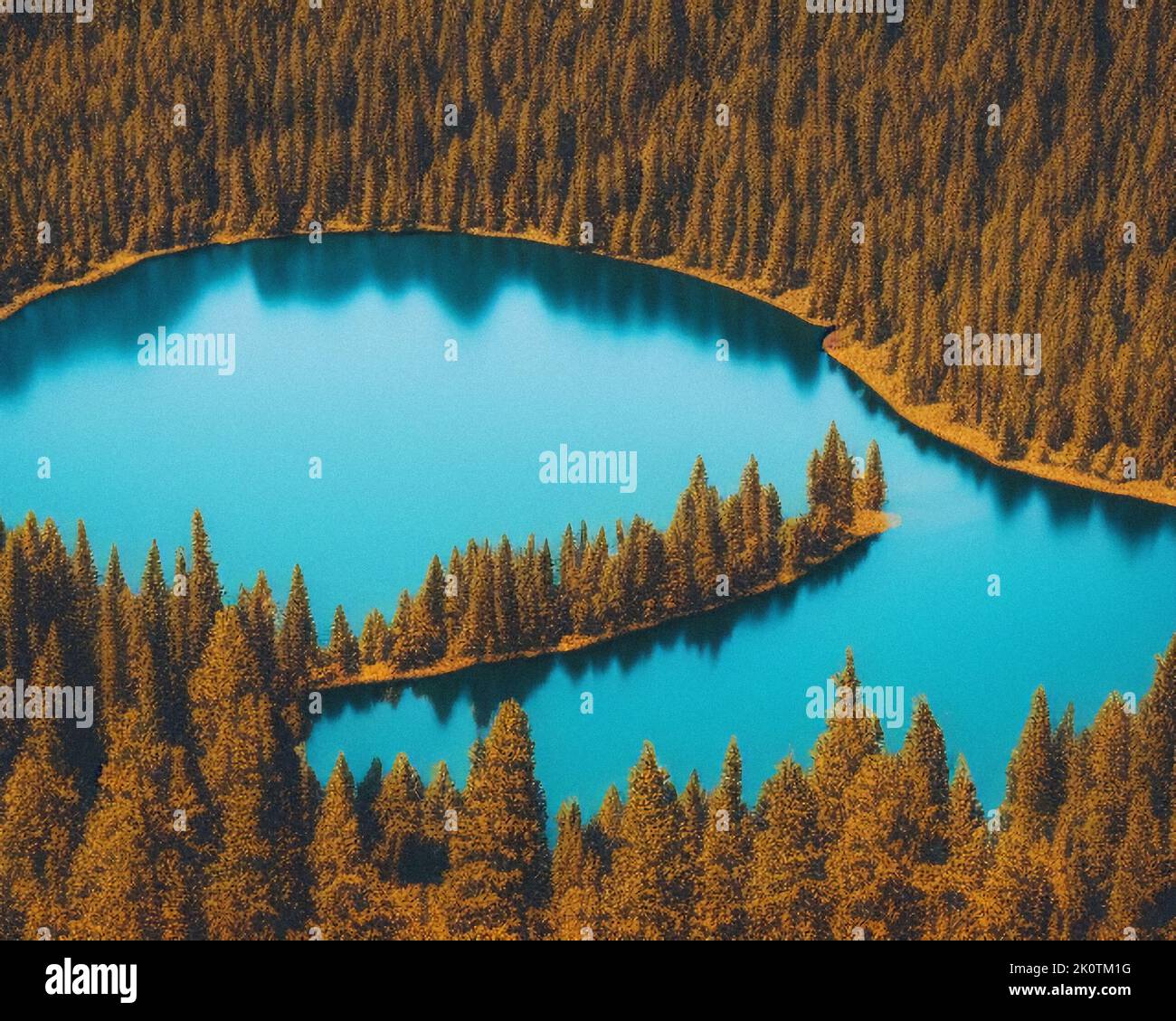 Ein schöner blauer See im Wald Stockfoto