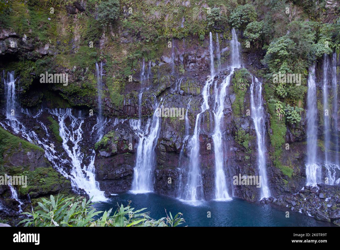 Die Grand Galet Falls (auch Langevin Falls genannt nach dem Namen des Flusses) liegt in der Gemeinde Saint-Joseph auf der Insel Reunion. Stockfoto