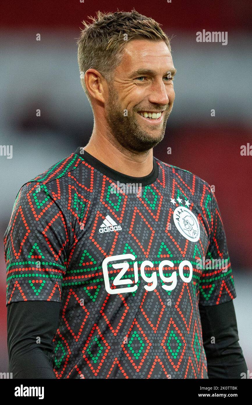 Maarten Stekelenburg #1 von Ajax während des UEFA Champions League-Spiels Liverpool gegen Ajax in Anfield, Liverpool, Großbritannien. 13. September 2022. (Foto von Phil Bryan/News Images) in Liverpool, Großbritannien am 9/13/2022. (Foto von Phil Bryan/News Images/Sipa USA) Quelle: SIPA USA/Alamy Live News Stockfoto