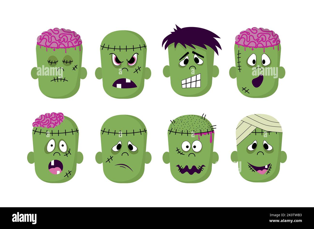 Halloween Frankinstein Monster Collection Pack Illustration Vektor Stock Vektor