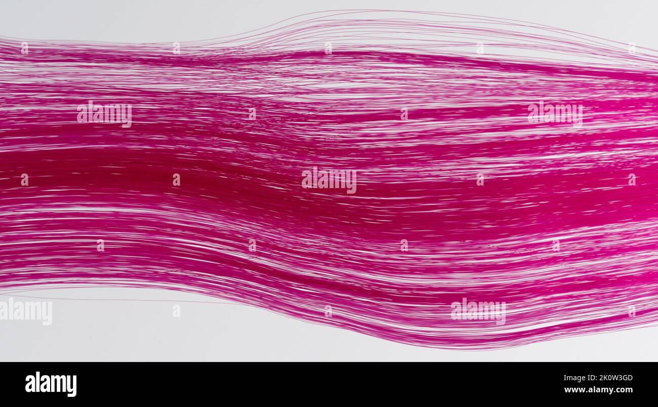 Glatte rosa Farbe Haar Makro Nahaufnahme Ansicht isoliert Stockfoto