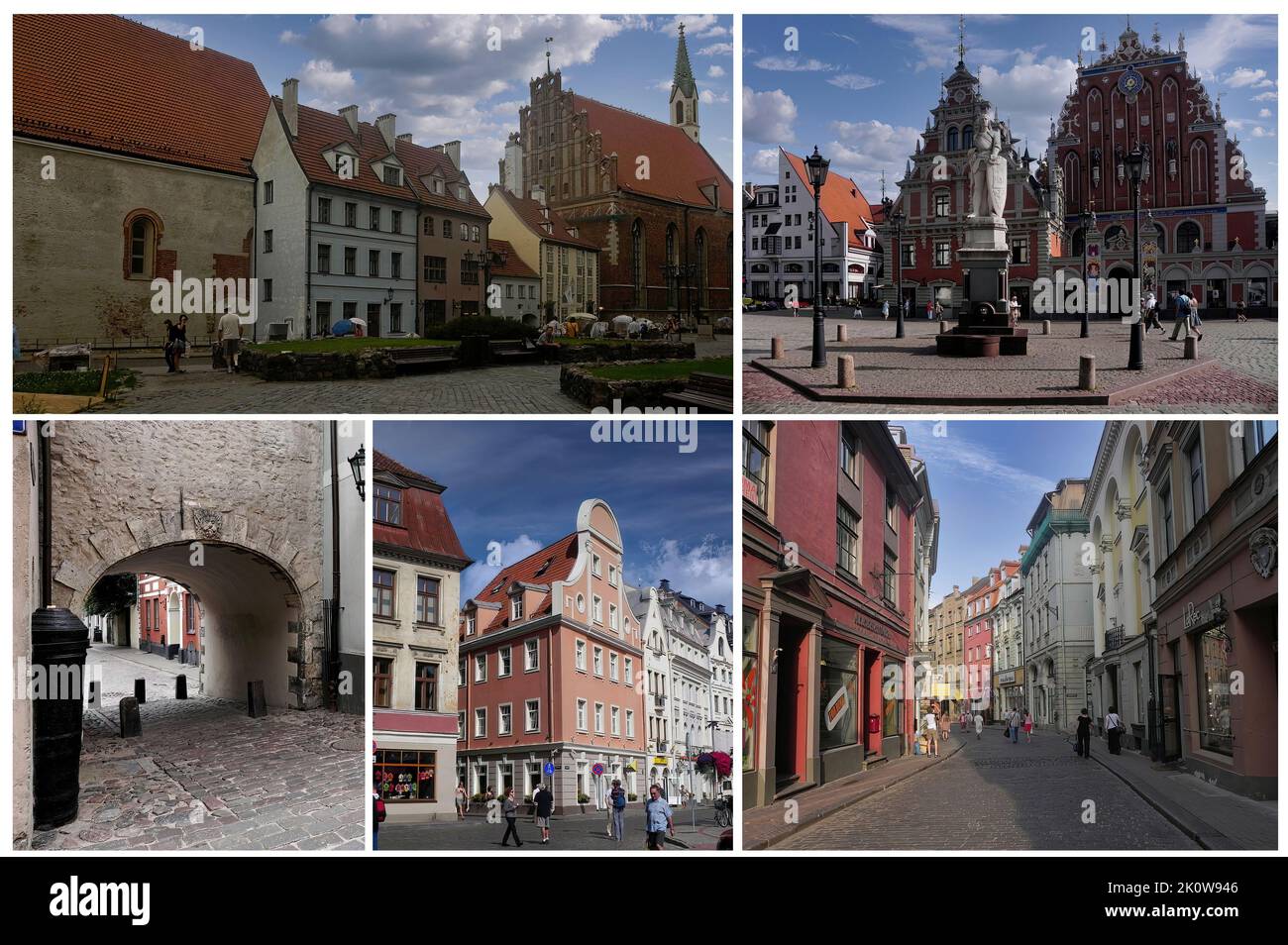 Die wunderschöne Altstadt von Riga (Lettland) mit ihren charakteristischen Gebäuden und ihren gepflasterten Gassen. Seit 1997 UNESCO-Weltkulturerbe (2) Stockfoto