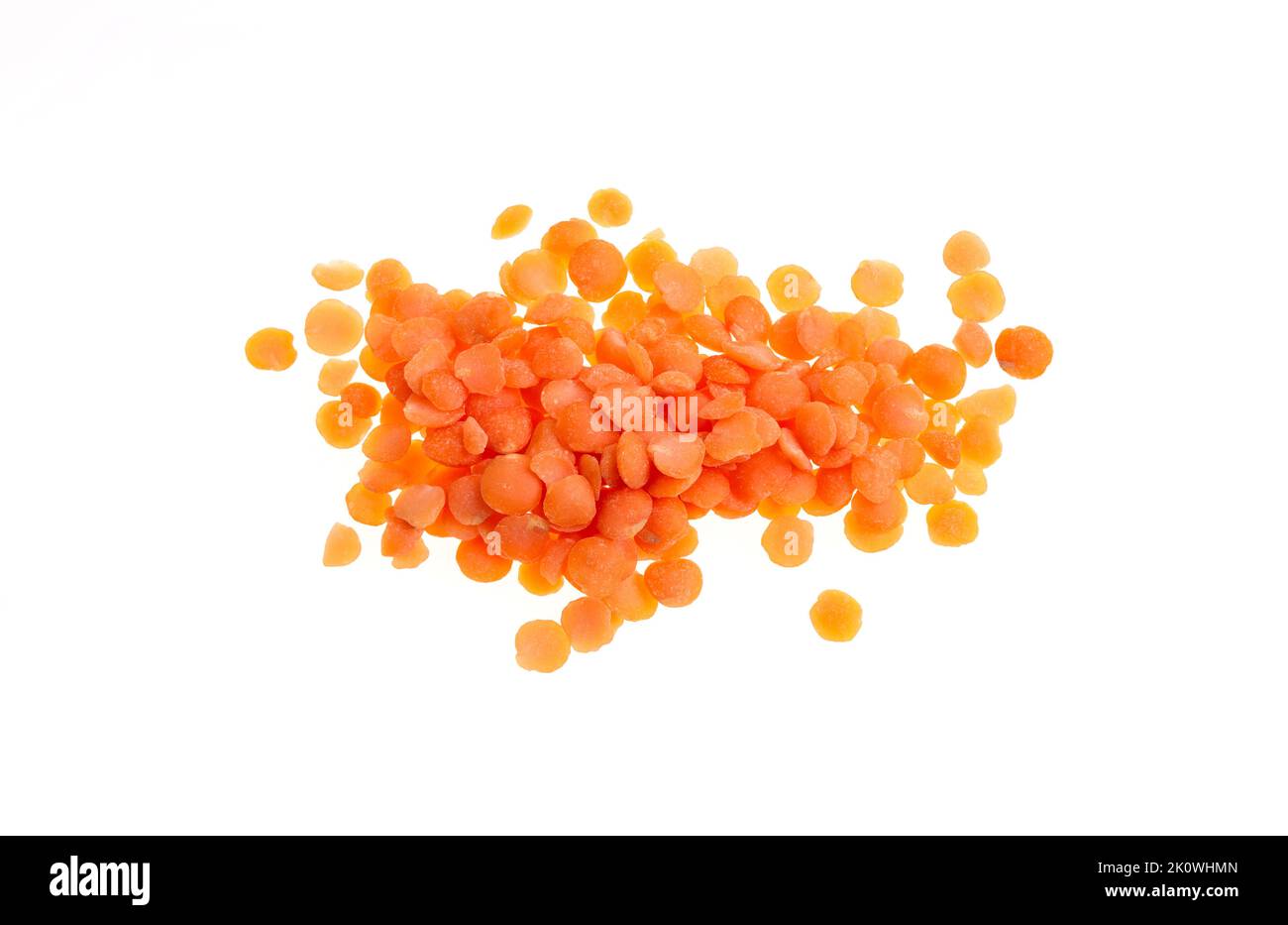 Split Red Linsen sind Linsen, Lens culinaris, ohne Schalen und natürlich in Hälften geteilt. Stockfoto